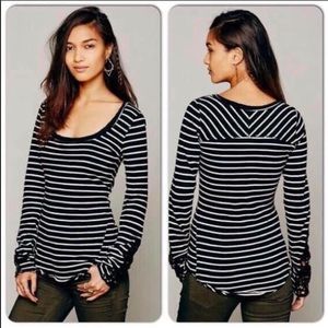 Free People hard candy crochet cuff stripe thermal